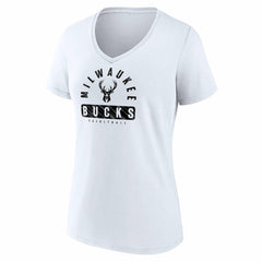 Fanatics - Milwaukee Bucks Women's Bench Warmer V-Neck T-Shirt - White