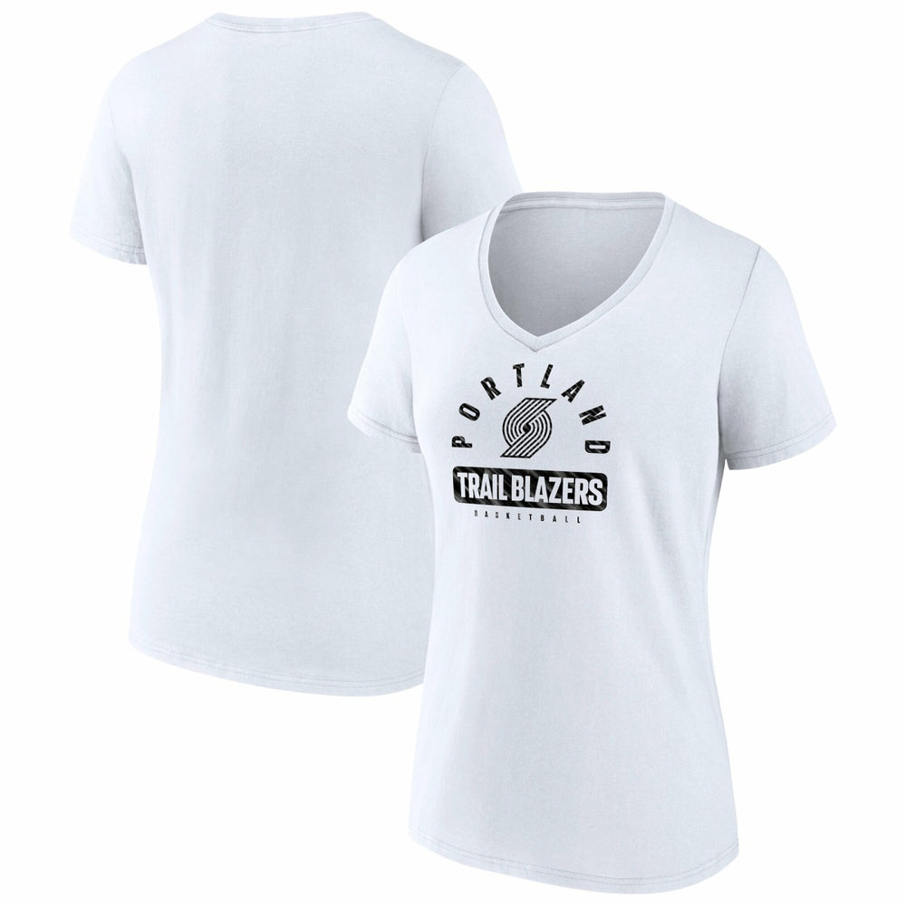 Fanatics - Portland Trail Blazers Women's Bench Warmer V-Neck T-Shirt - White
