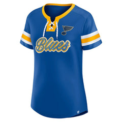St. Louis Blues - Fanatics Women's Iconic Athena Lace-Up T-Shirt Blue