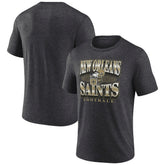 New Orleans Saints Extreme Tackle Tri-Blend T-Shirt Heather Charcoal - Fanatics