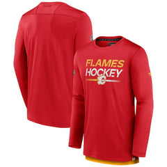 Calgary Flames - Fanatics Authentic Pro Tech Long Sleeve T-Shirt Red