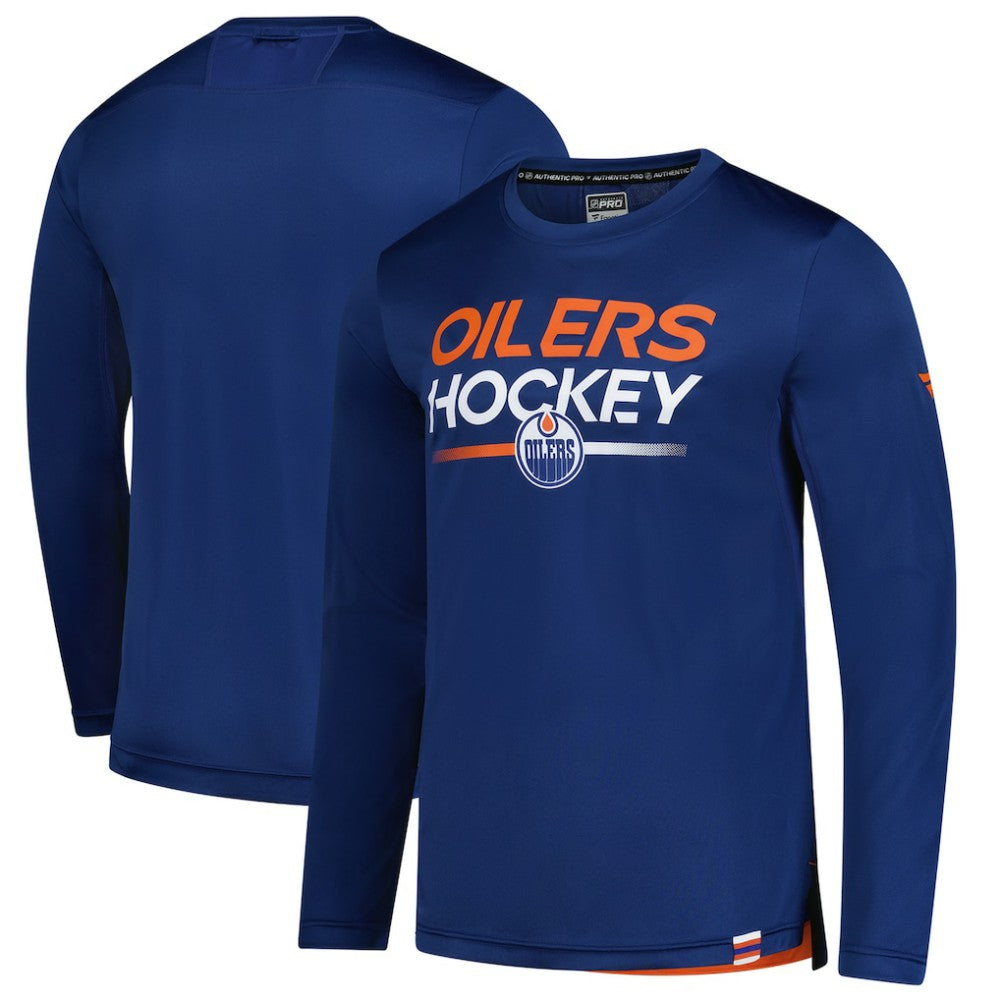 Edmonton Oilers - Fanatics Authentic Pro Tech Long Sleeve T-Shirt Royal