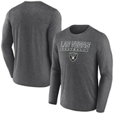 Las Vegas Raiders Fundamentals Long Sleeve T-Shirt Heather Charcoal - Fanatics