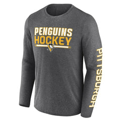 Pittsburgh Penguins Fanatics Sweep Iconic Synthetic Long Sleeve T-Shirt Heather Charcoal