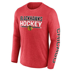 Chicago Blackhawks Fanatics Sweep Iconic Synthetic Long Sleeve T-Shirt Heather Red