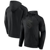 Seattle Kraken Fanatics Black Ice Defender Raglan Pullover Hoodie