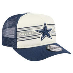 Dallas Cowboys New Era Youth Banner A-Frame 9FIFTY Trucker Snapback Hat Cream/Navy - NFL