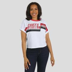 Kansas City Chiefs WEAR by Erin Andrews Women's Cropped Center Stripe Dolman T-Shirt White - NFL