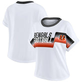 Cincinnati Bengals WEAR by Erin Andrews Women's Cropped Center Stripe Dolman T-Shirt White - NFL