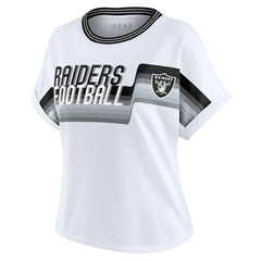 Las Vegas Raiders WEAR by Erin Andrews Women's Cropped Center Stripe Dolman T-Shirt White - NFL