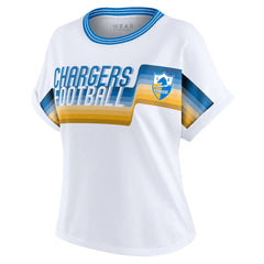 Los Angeles Chargers WEAR by Erin Andrews Women's Cropped Center Stripe Dolman T-Shirt White - NFL