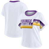 Minnesota Vikings WEAR by Erin Andrews Women's Cropped Center Stripe Dolman T-Shirt White - NFL