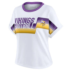 Minnesota Vikings WEAR by Erin Andrews Women's Cropped Center Stripe Dolman T-Shirt White - NFL