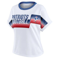New England Patriots WEAR by Erin Andrews Women's Cropped Center Stripe Dolman T-Shirt White - NFL