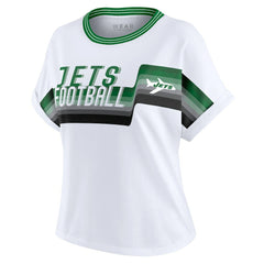 New York Jets WEAR by Erin Andrews Women's Cropped Center Stripe Dolman T-Shirt White - NFL