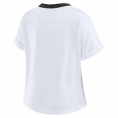 Pittsburgh Steelers WEAR by Erin Andrews Women's Cropped Center Stripe Dolman T-Shirt White - NFL