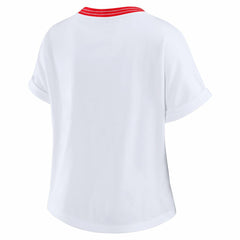 San Francisco 49ers WEAR by Erin Andrews Women's Cropped Center Stripe Dolman T-Shirt White - NFL