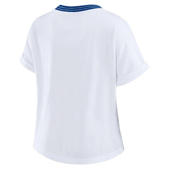 Seattle Seahawks WEAR by Erin Andrews Women's Cropped Center Stripe Dolman T-Shirt White - NFL