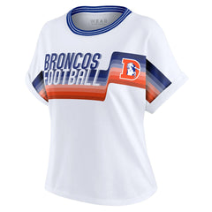 Denver Broncos WEAR by Erin Andrews Women's Cropped Center Stripe Dolman T-Shirt White - NFL