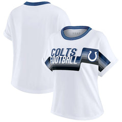 Indianapolis Colts WEAR by Erin Andrews Women's Cropped Center Stripe Dolman T-Shirt White - NFL