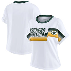 Green Bay Packers WEAR by Erin Andrews Women's Cropped Center Stripe Dolman T-Shirt White - NFL