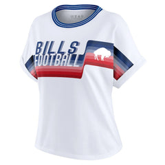 Buffalo Bills WEAR by Erin Andrews Women's Cropped Center Stripe Dolman T-Shirt White - NFL