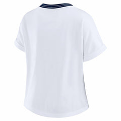 Chicago Bears WEAR by Erin Andrews Women's Cropped Center Stripe Dolman T-Shirt White - NFL