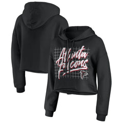 Atlanta Falcons WEAR by Erin Andrews Women's Domestic Cropped Pullover Hoodie Black - NFL