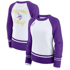 Minnesota Vikings WEAR by Erin Andrews Women's Colorblock Raglan Sweater White/Purple - NFL