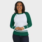 New York Jets WEAR by Erin Andrews Women's Colorblock Raglan Sweater White/Green - NFL