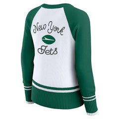 New York Jets WEAR by Erin Andrews Women's Colorblock Raglan Sweater White/Green - NFL