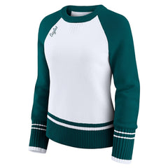 Philadelphia Eagles WEAR by Erin Andrews Women's Colorblock Raglan Sweater White/Midnight Green - NFL