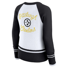 Pittsburgh Steelers WEAR by Erin Andrews Women's Colorblock Raglan Sweater White/Black - NFL
