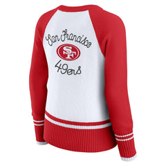 San Francisco 49ers WEAR by Erin Andrews Women's Colorblock Raglan Sweater White/Scarlet - NFL