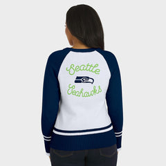 Seattle Seahawks WEAR by Erin Andrews Women's Colorblock Raglan Sweater White/College Navy - NFL