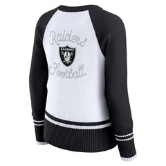 Las Vegas Raiders WEAR by Erin Andrews Women's Colorblock Raglan Sweater White/Black - NFL