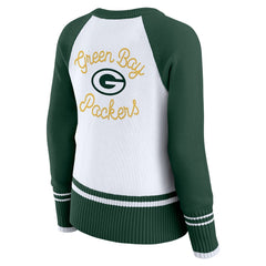 Green Bay Packers WEAR by Erin Andrews Women's Colorblock Raglan Sweater White/Green - NFL