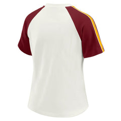 Washington Commanders WEAR by Erin Andrews Women's Sleeve Stripe Distressed Raglan T-Shirt White - NFL
