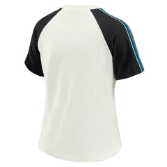 Jacksonville Jaguars WEAR by Erin Andrews Women's Sleeve Stripe Distressed Raglan T-Shirt White - NFL