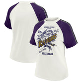 Baltimore Ravens WEAR by Erin Andrews Women's Sleeve Stripe Distressed Raglan T-Shirt White - NFL