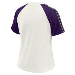 Baltimore Ravens WEAR by Erin Andrews Women's Sleeve Stripe Distressed Raglan T-Shirt White - NFL