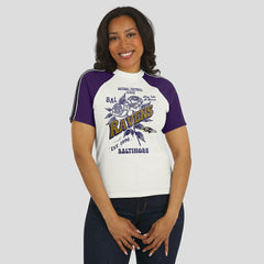 Baltimore Ravens WEAR by Erin Andrews Women's Sleeve Stripe Distressed Raglan T-Shirt White - NFL