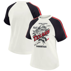 Houston Texans WEAR by Erin Andrews Women's Sleeve Stripe Distressed Raglan T-Shirt White - NFL