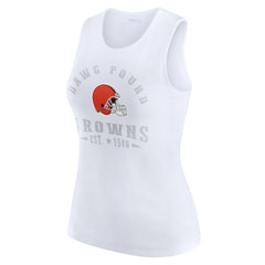 Cleveland Browns WEAR by Erin Andrews Women's Ribbed Graphic Tank Top White - NFL