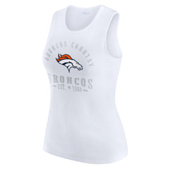 Denver Broncos WEAR by Erin Andrews Women's Ribbed Graphic Tank Top White - NFL