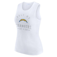Los Angeles Chargers WEAR by Erin Andrews Women's Ribbed Graphic Tank Top White - NFL