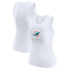 Miami Dolphins WEAR by Erin Andrews Women's Ribbed Graphic Tank Top White - NFL