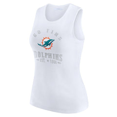 Miami Dolphins WEAR by Erin Andrews Women's Ribbed Graphic Tank Top White - NFL