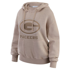 Green Bay Packers WEAR by Erin Andrews Women's Washed Pullover Crewdie Tan - NFL