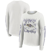 Baltimore Ravens WEAR by Erin Andrews Women's Graphic Waffle Long-Sleeve T-Shirt White - NFL